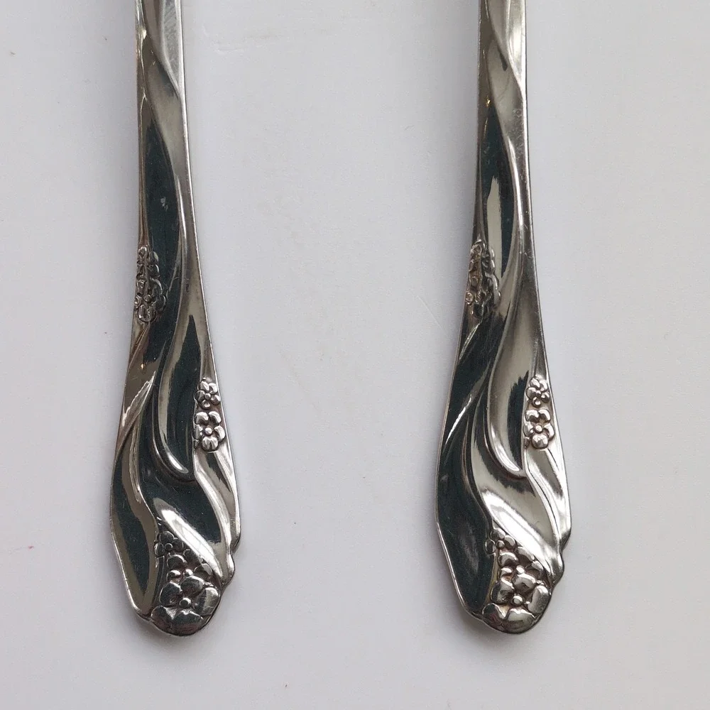 Vtg Oneida LORILEI Teaspoons Small Spoons (2)‎ Stainless Floral Flatware Lorelei